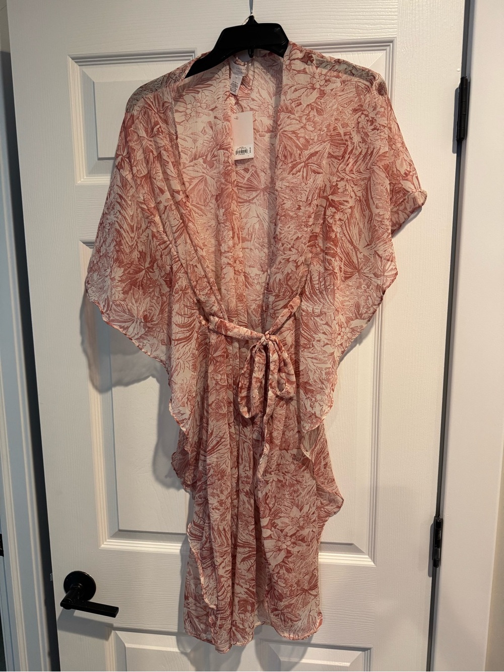 LC Lauren Conrad Dusty Rose Floral Kimono Tie-Front Blouse
